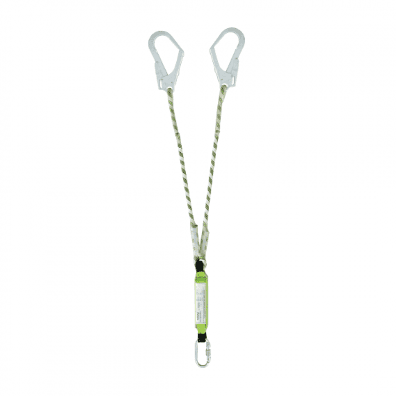 Longe double avec absorbeur d’énergie pour travaux en hauteur