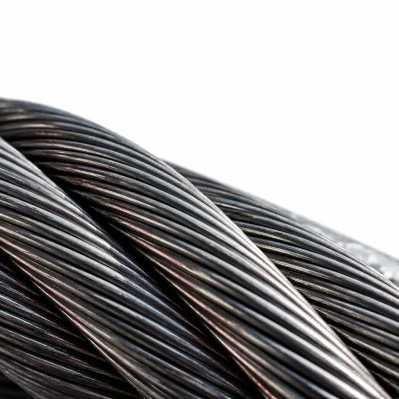 Câble métallique tressé en gros plan